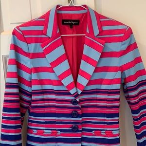Nanette Lepore Pink and Blue Striped Blazer Size 8